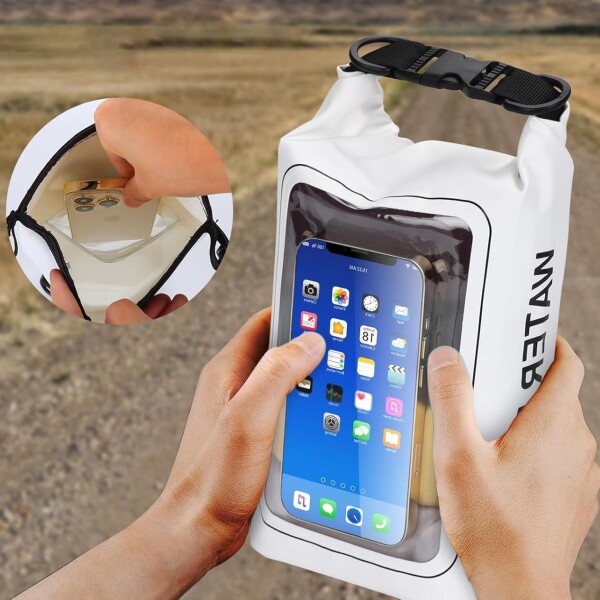 Bolso Estanco 2 Litros Celular Playa Arena Resistente Agua Color Variante Blanco