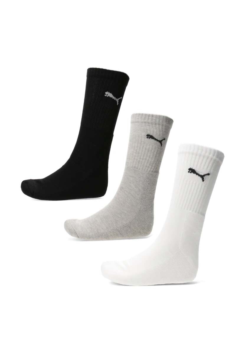 MEDIAS PUMA UNISEX 3 PACK REGULAR CREW SOFT COTTON Gris