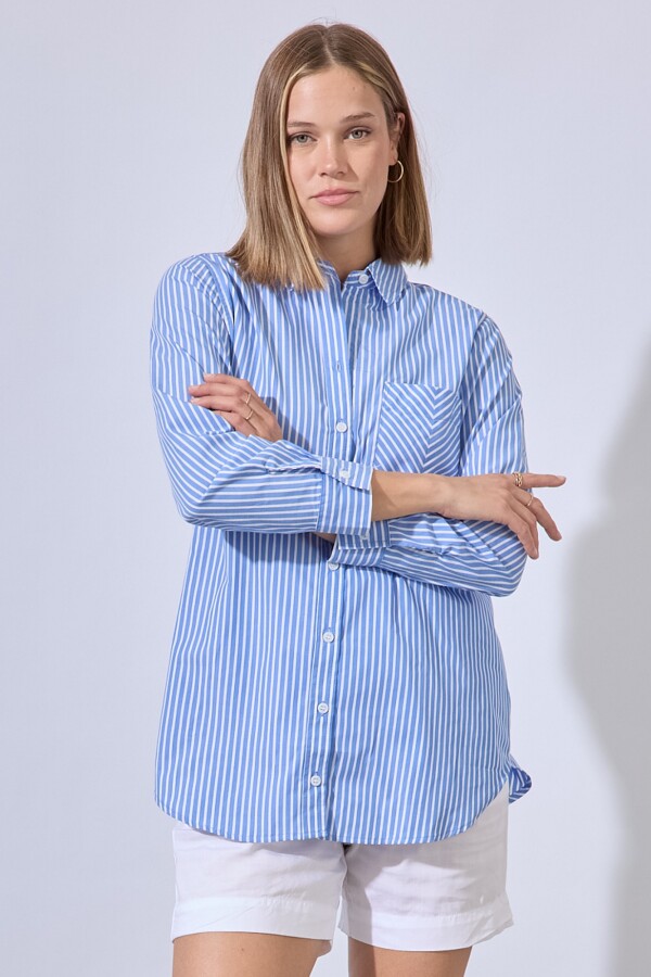 Camisa Lineas AZUL/BLANCO