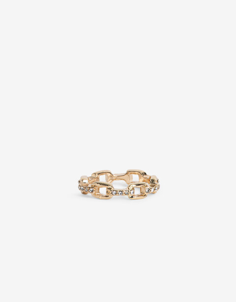 Anillos Chicos Metal Anillo Metal Eslabones Strass - Dorado