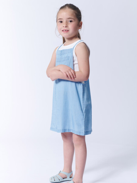 Vestido con bolsillos tencel Celeste