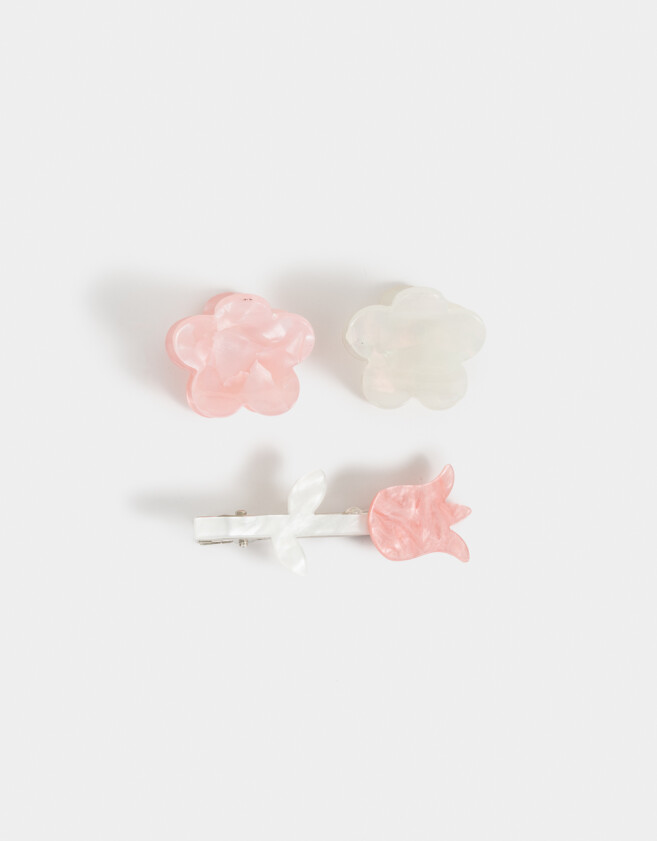 Sets Pelo Infantiles Con flores Set De Broches Infantiles Flores - Rosa Claro