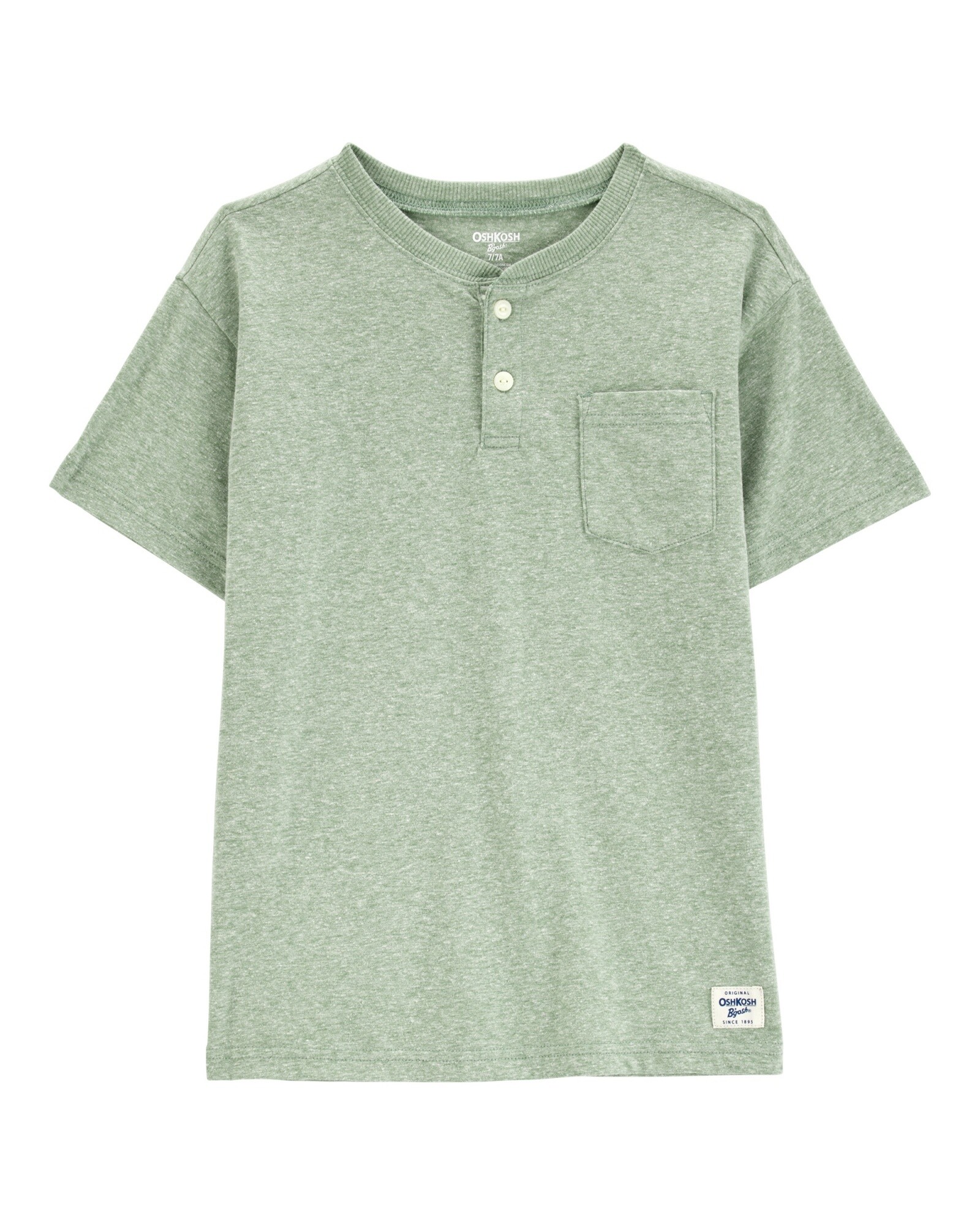 Remera henley de algodón, verde Sin color