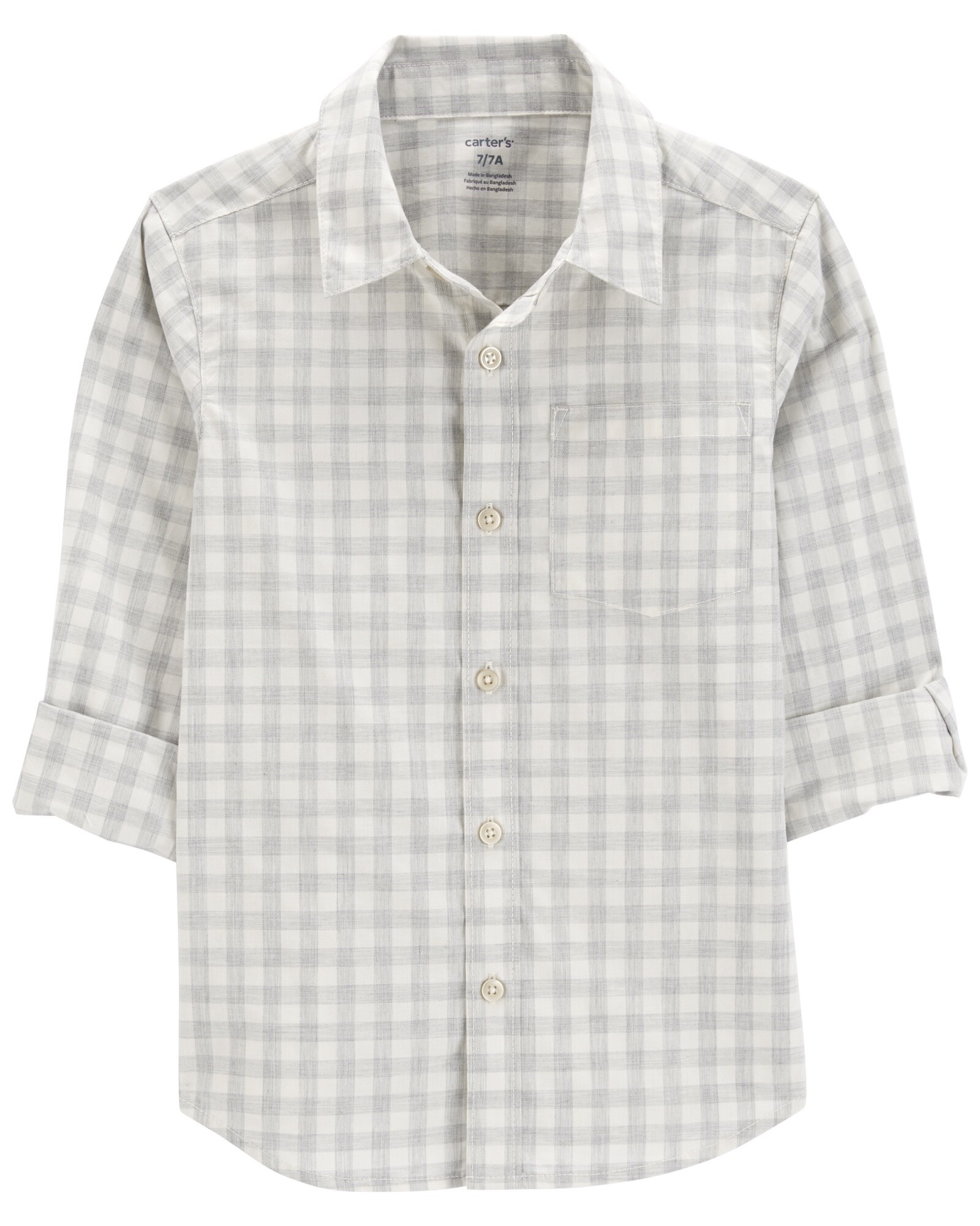 Camisa de popelina, diseño a cuadros Sin color
