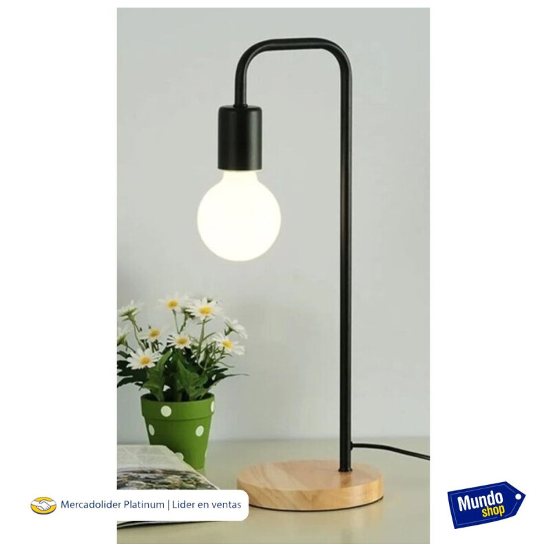 Lampara De Escritorio Metal Y Madera Retro Negro