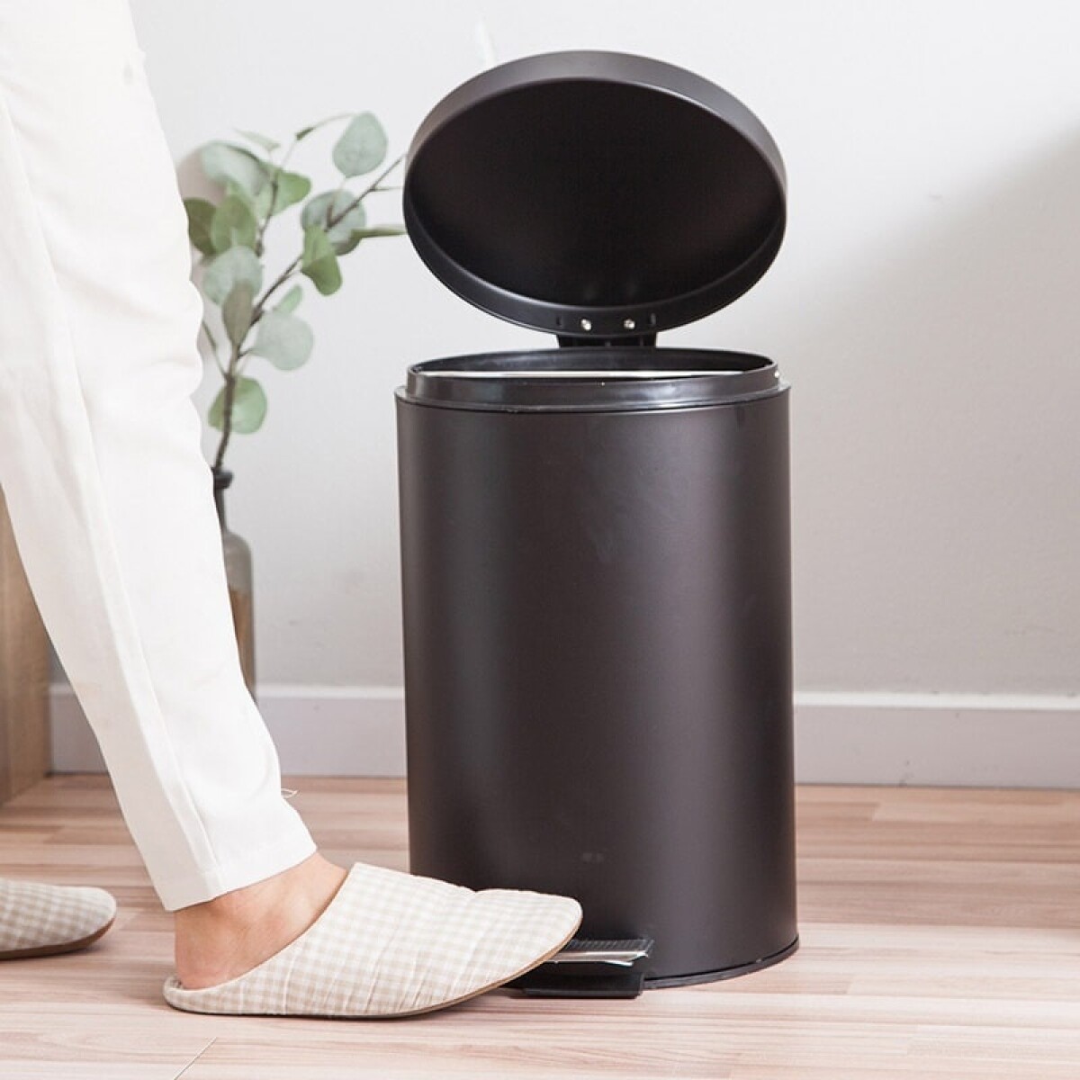 Tacho cesto de basura acero inoxidable 12L con tapa - negro 