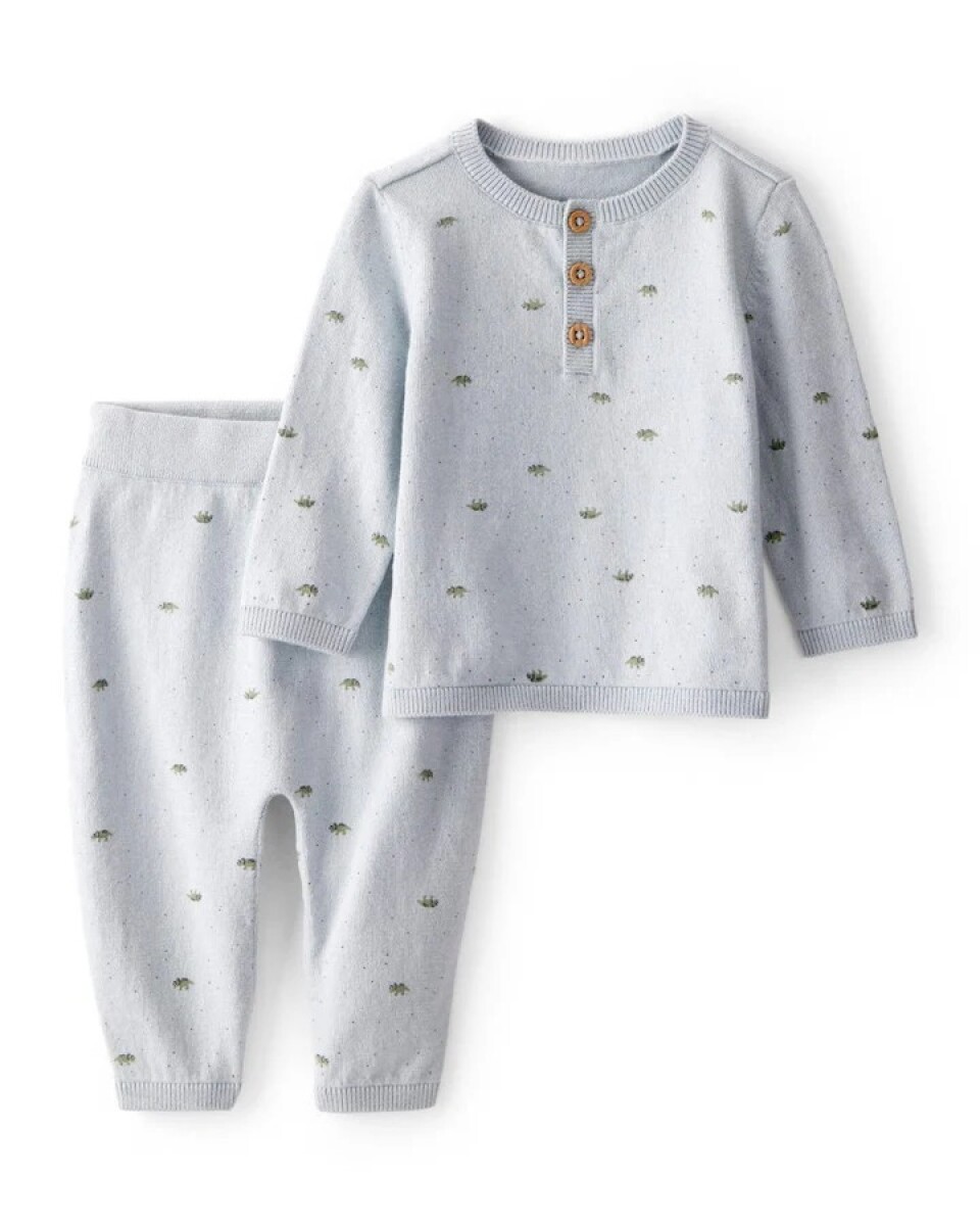 Set 2pz hilo algodon gris dinos carters 