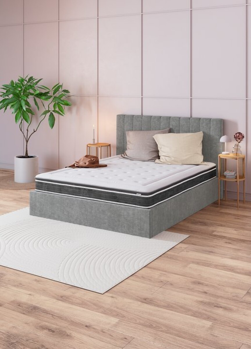 Estructura cama HASLEV 2 Plazas 140x190 gris oscuro 