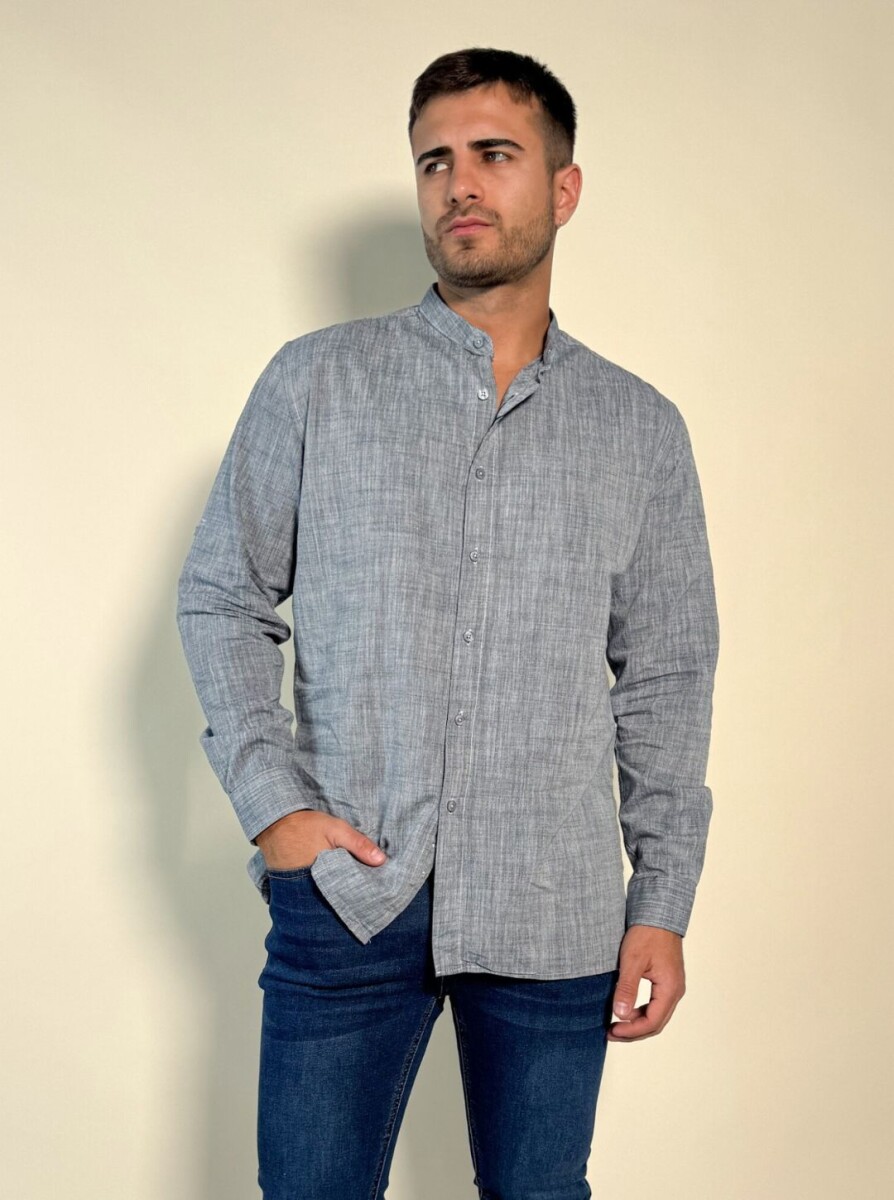 Camisa Hercules con cuello mao de lino y algodón - Negro 