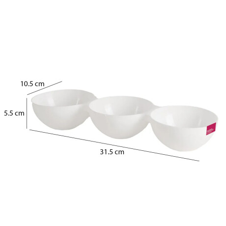 Copetinero Le Chef Redondo con 3 Divisiones 31.5x10.5x5.5Cm Blanco