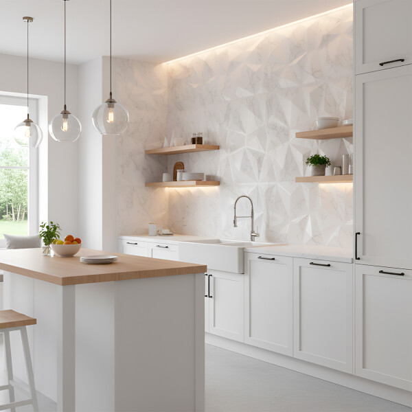 Revestimiento de Pared Panel 3D PVC 50x50 Cm Marmol Claro Diseño Marmol Claro