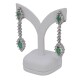 Caravanas Largas En Oro 18K Blanco, Esmeraldas Y Brillantes. Caravanas Largas En Oro 18K Blanco, Esmeraldas Y Brillantes.