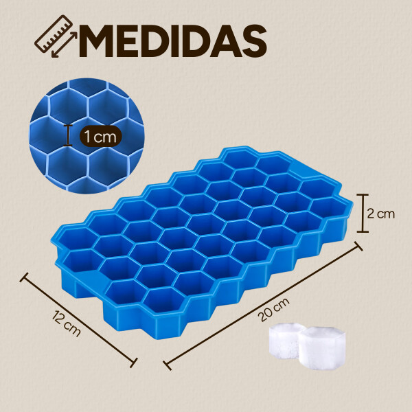 Hielera Molde Hexagonal de Silicona Flexible Con Tapa Color Azul