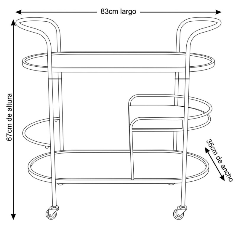 CARRITO METAL/MADERA P/SERVIR 3 NIV Unica