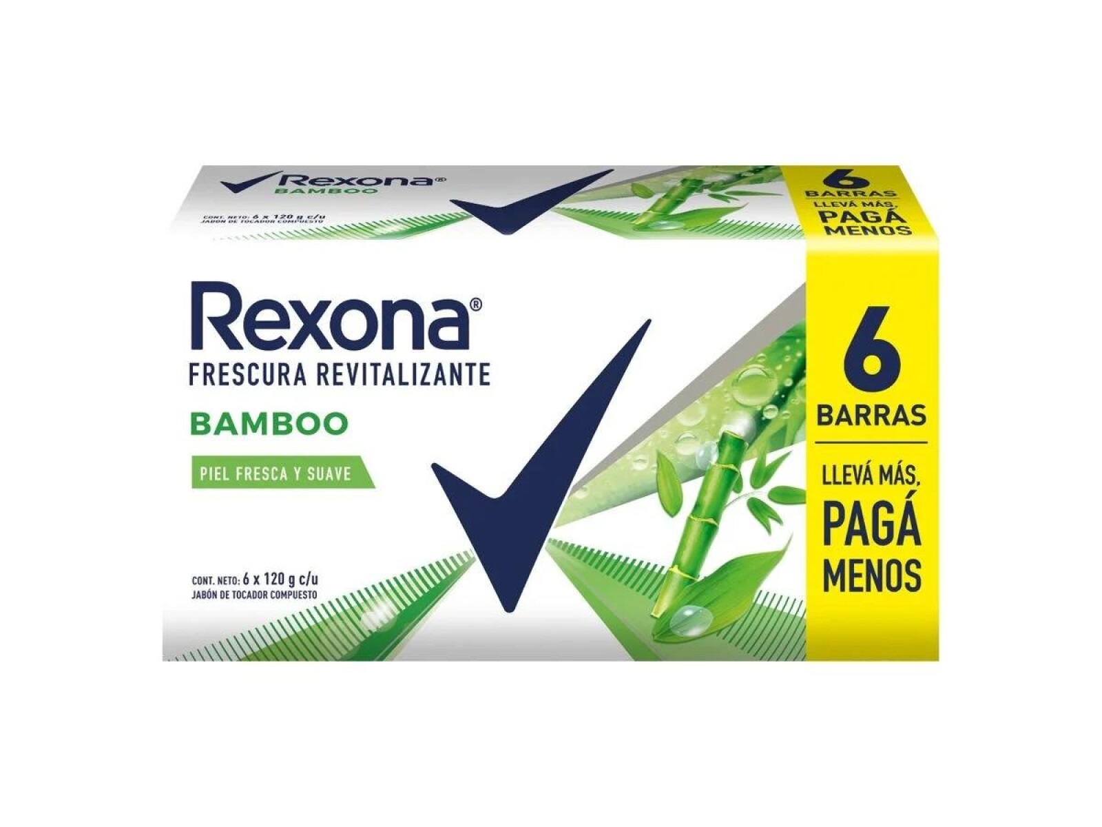 JABON TOCADOR REXONA BAMBOO, 6 UNIDADES 
