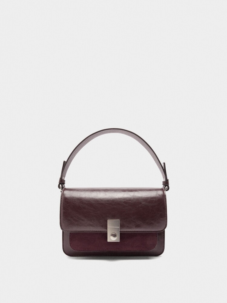 Bolso De Mano Con Solapa burdeos