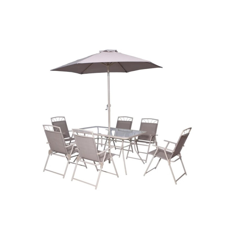 Juego de comedor exterior Santa Lucia de acero 8 piezas taupe Juego de comedor exterior Santa Lucia de acero 8 piezas taupe