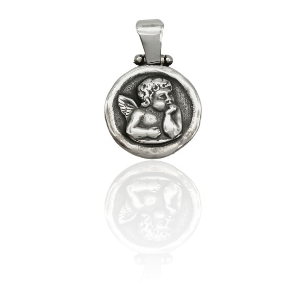 Dije Angel de la Guarda-Plata 925 quemada-CP3014 Sinpiedra