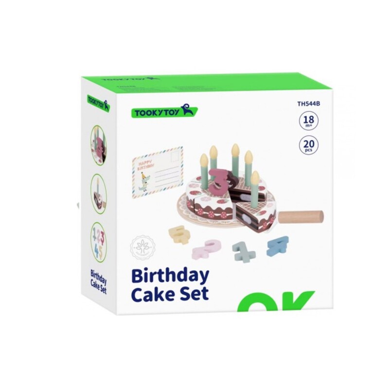 Juego de Torta de Cumpleaños de Madera- Tooky Toy TOOKY TOY TORTA DE CUMPLEAÑOS CON VELAS Y NÚMEROS 544B