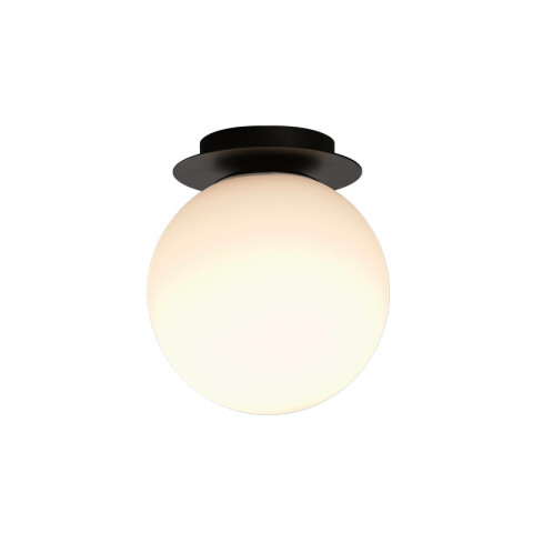 Lámpara de techo negro con globo opal E27 Ø180mm BA0152
