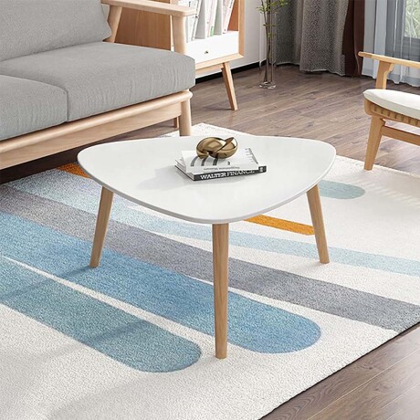 Mesa Ratona Céntrica Triangular Nórdica Living Sala de Estar Blanco