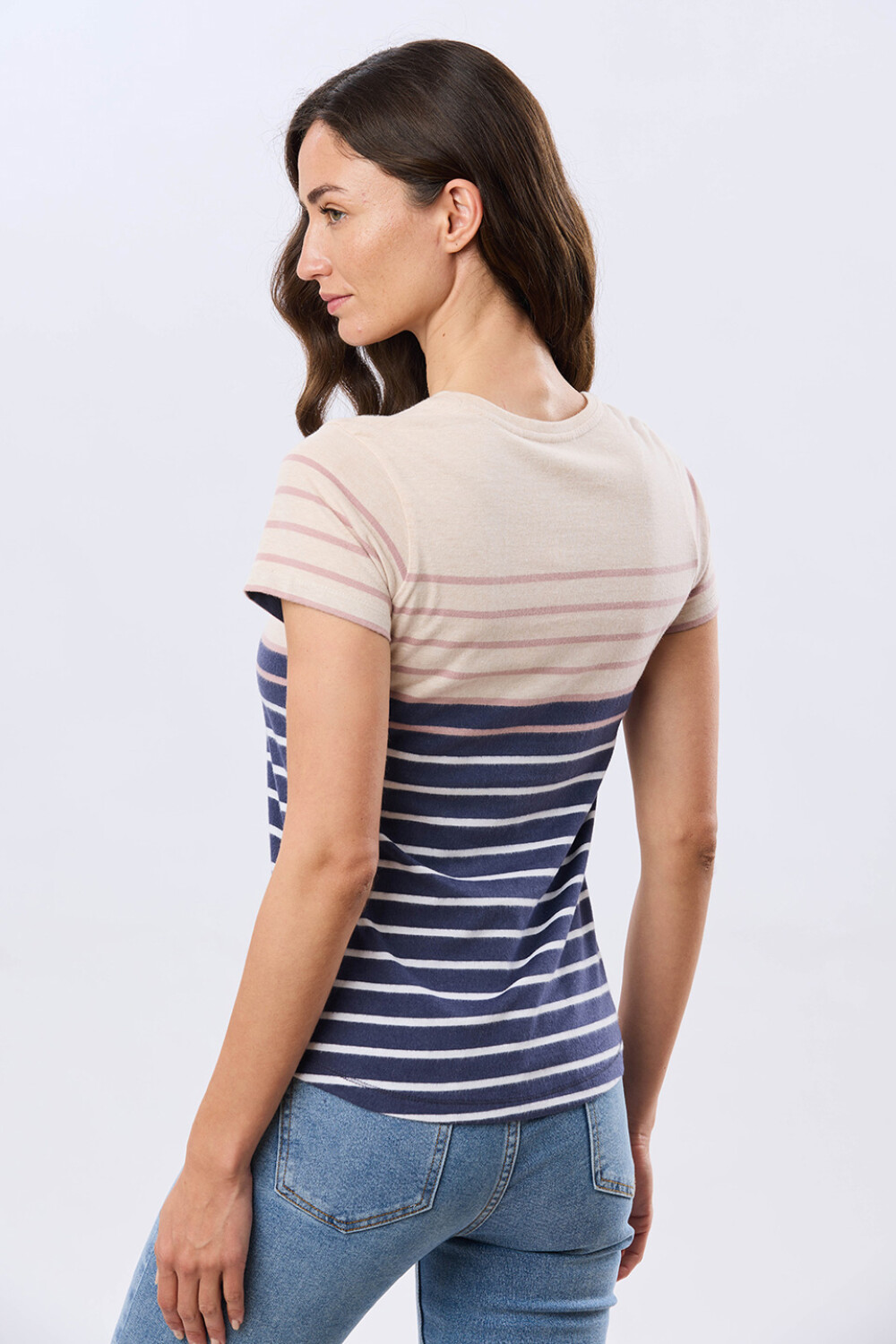 REMERA RAYADA DE ALGODÓN Azul