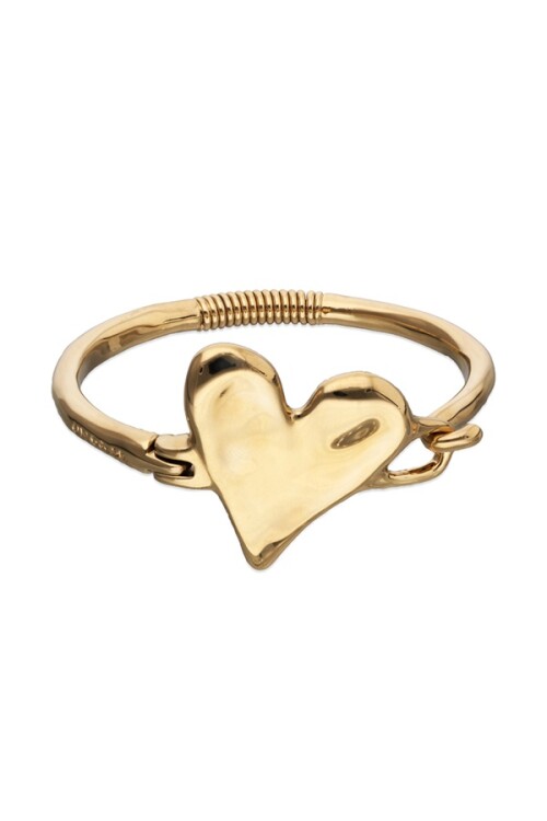 PULSERA SEMIRIGIDA DE ALEACIÓN DE METALES BAÑADA EN ORO 18K CON DETALLE DE CORAZÓN Pulsera