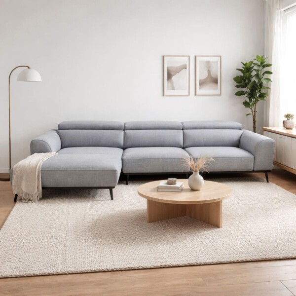 Sofá con chaise DUNA TELA GRIS - IZQUIERDO