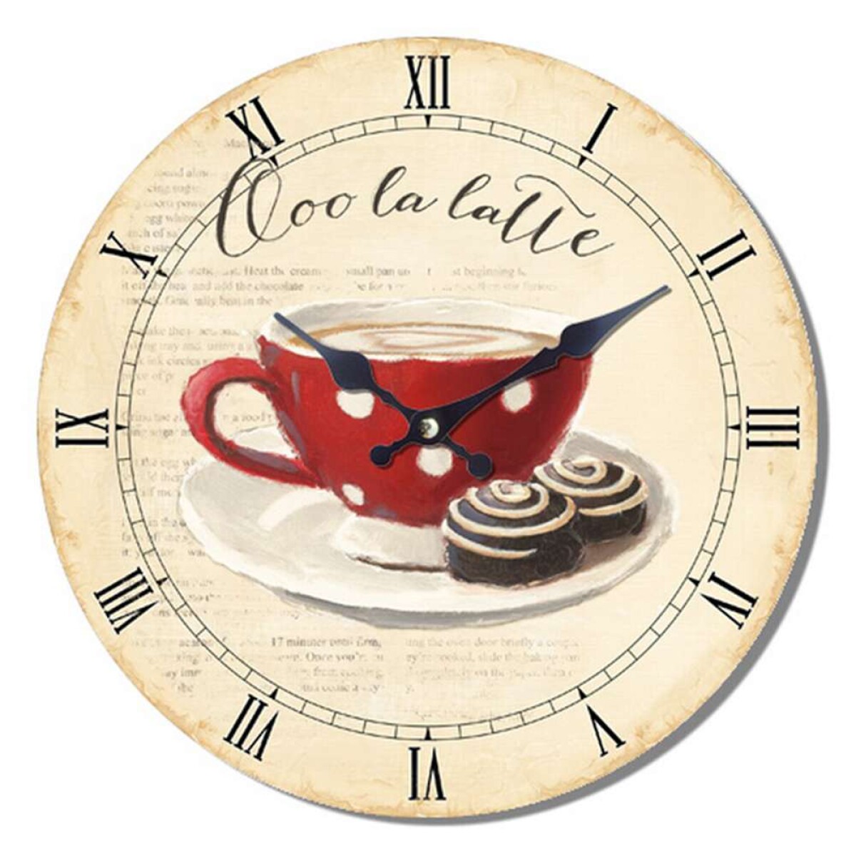 Reloj De Pared Mdf Taza Y Galletas. - D28.8X3.5Cm 
