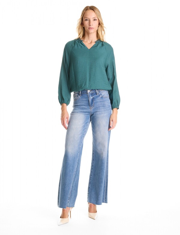 Blusa Saten Mostacillas VERDE OSCURO