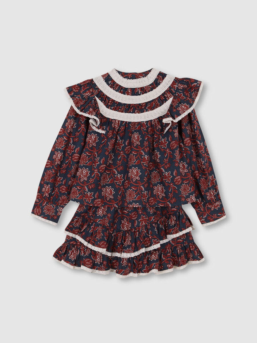 Vestido Estampado De Flores Petroleo