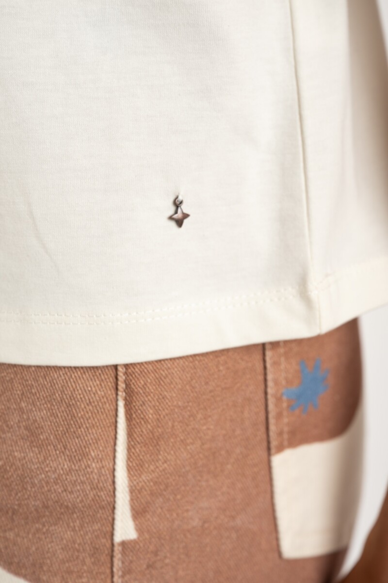 Remera Algodón Combinada Crudo