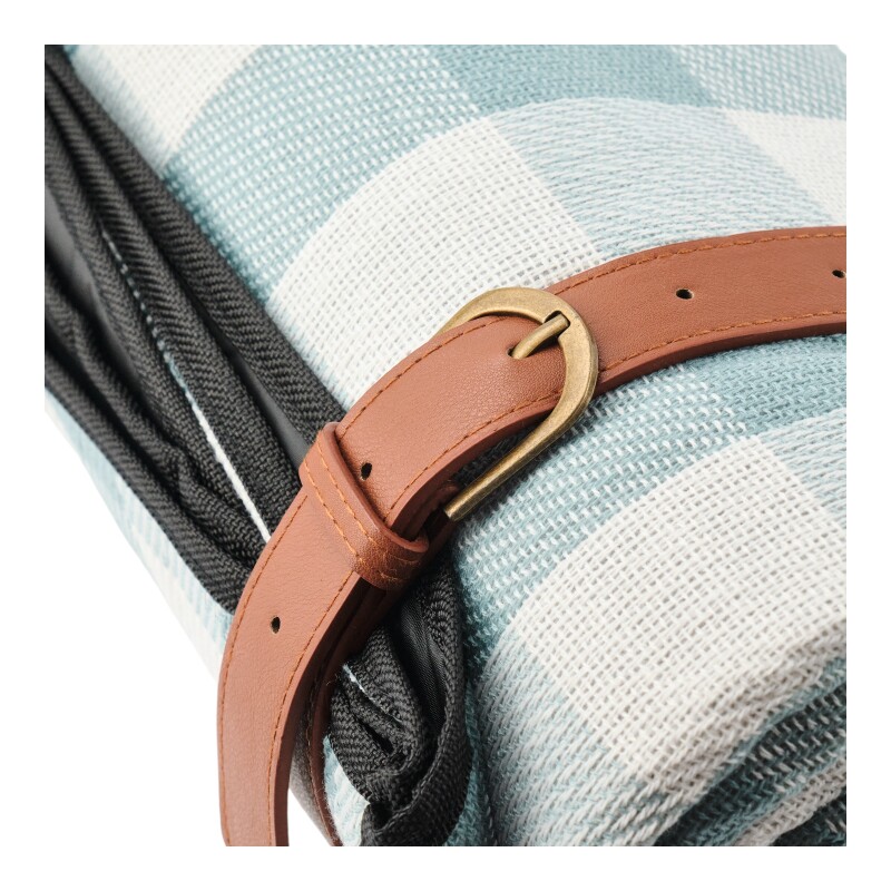 Manta De Picnic Playa Con Correa Cuero Pu 2x2 Metros Celeste