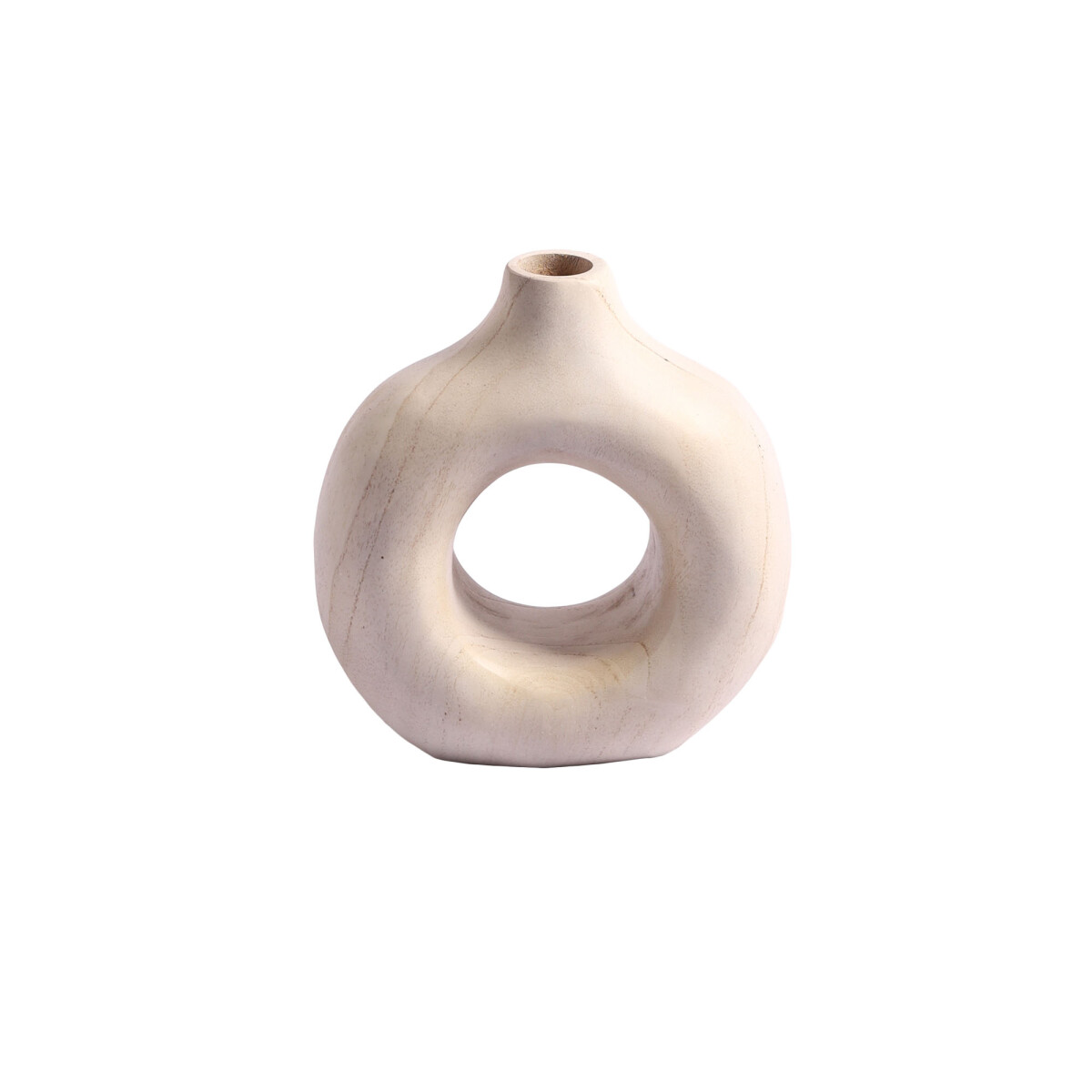 JARRÓN DECORATIVO - MADERA BLANCO DONUT 