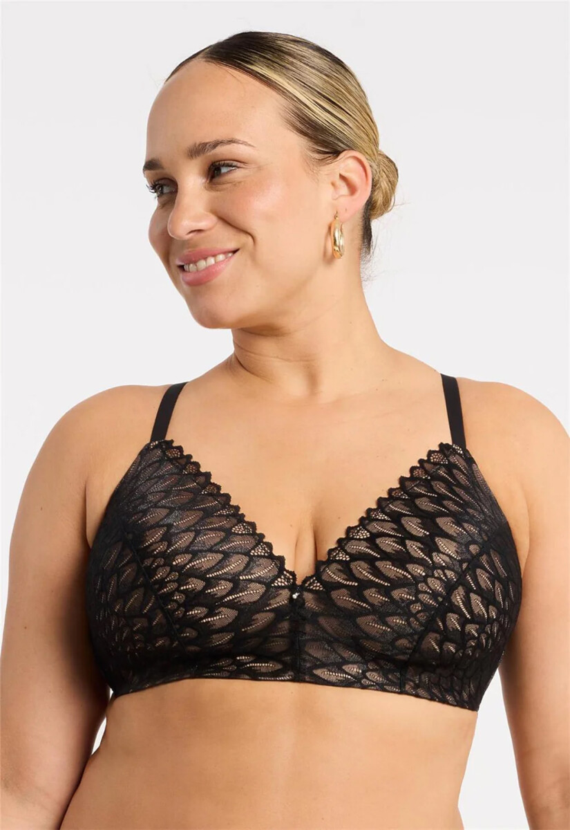 Bra Sin Aro Encaje - Negro/beige 