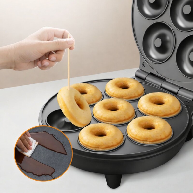 Maquina Para 7 Mini Donas Antiadherente 1000w Youhome Maquina Para 7 Mini Donas Antiadherente 1000w Youhome