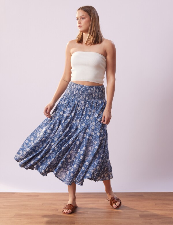 Falda Volados Flores AZUL/MULTI