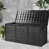 Caja baúl para exterior con ruedas negro