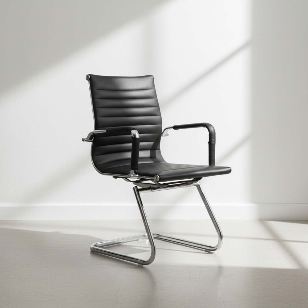 SILLA DE ESCRITORIO SIMIL-CUERO NEGRO D-101L