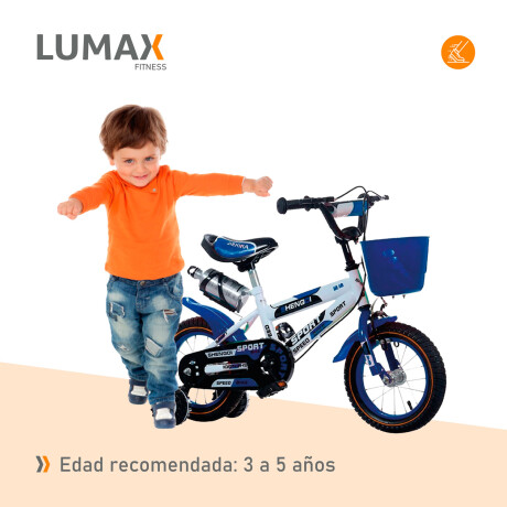 Bicicleta Rodado 14 Con Canasto Y Caramañola Niño Niña Lumax Azul