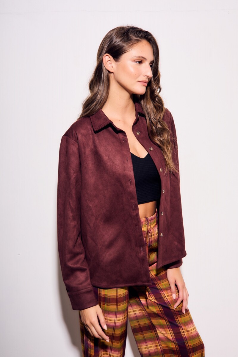 Camisa Gamuza Cuero Vegano Bordeaux