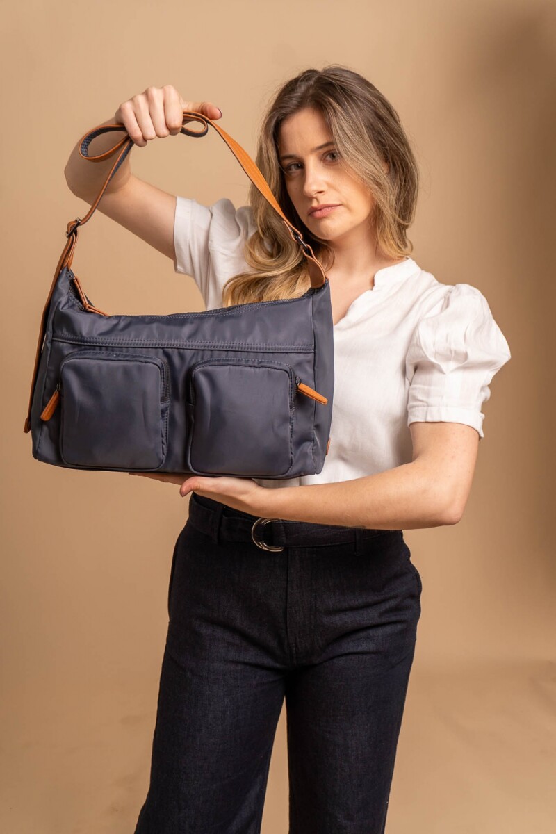 BANDOLERA MORRAL TAHINA - AZUL PIEDRA C/ SUELA 