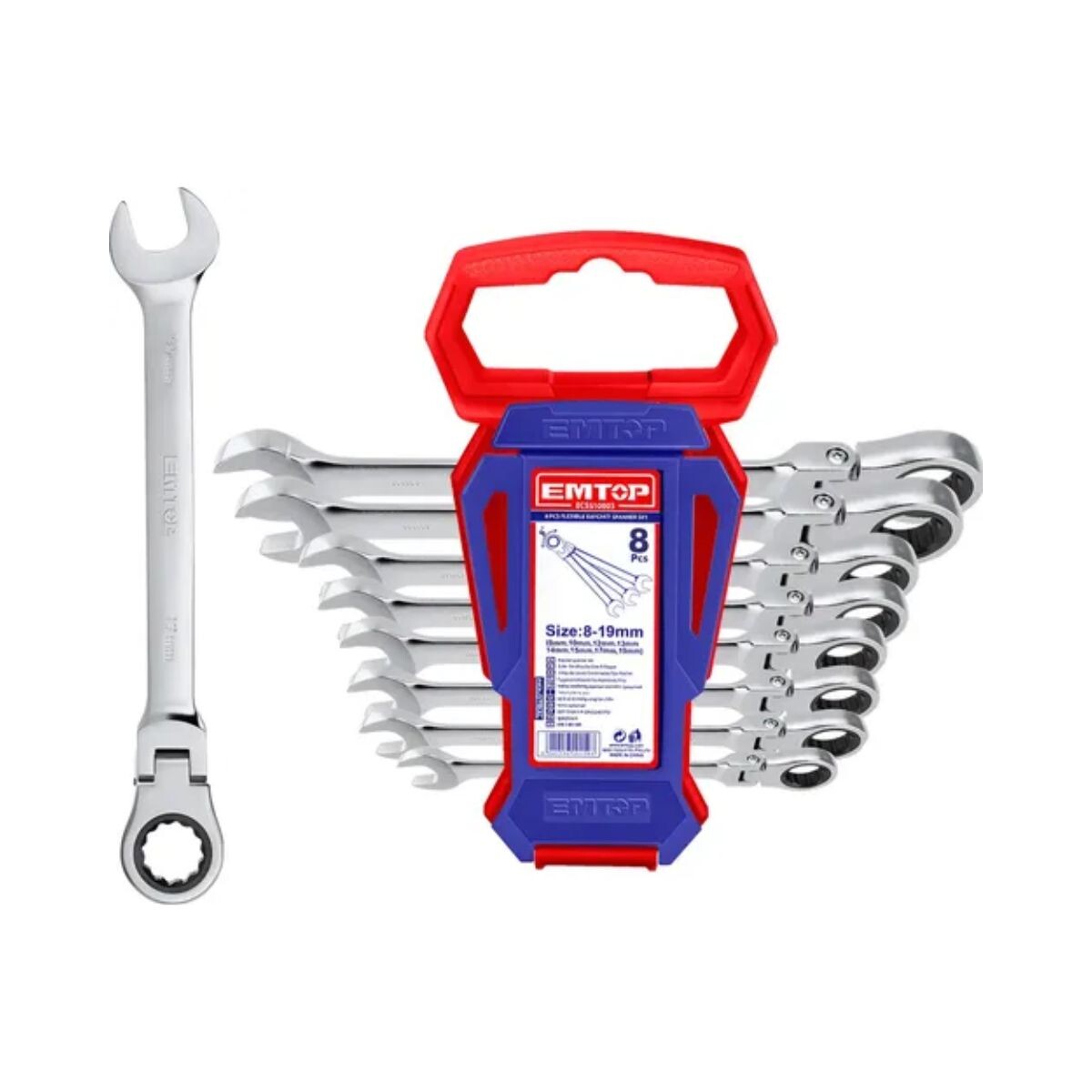 Llave Combinada C/movil 8pcs 8-19mm Ecss10803 Emtop 