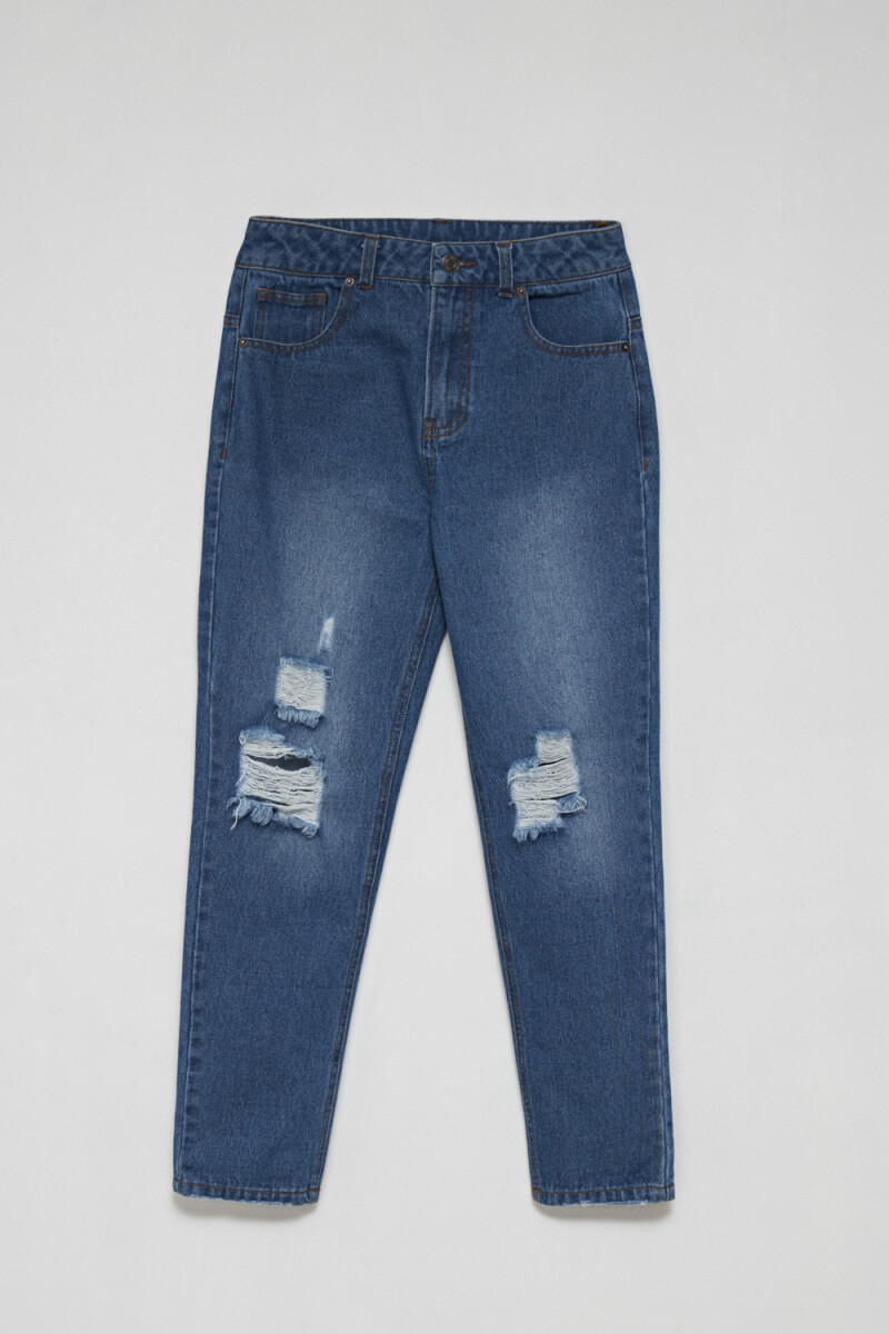 Pantalón de jean Mom Fit Roto Azul