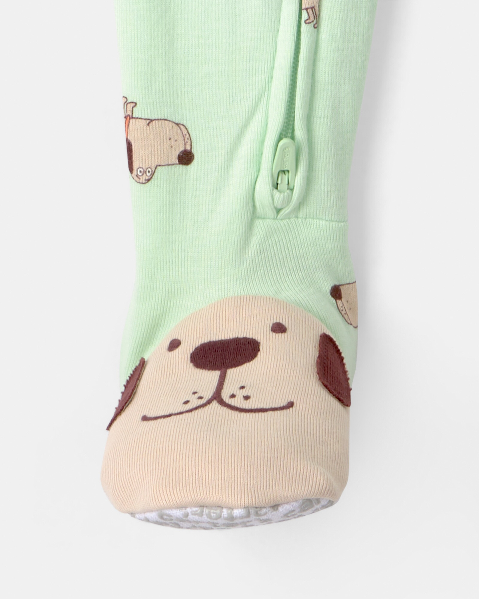 Pijama enterito de algodón con pie, verde, diseño perros. Talles 2-5T Pijama enterito de algodón con pie, verde, diseño perros. Talles 2-5T