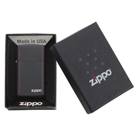 Encendedor Zippo Slim negro mate con logo - 1618ZB Encendedor Zippo Slim negro mate con logo - 1618ZB