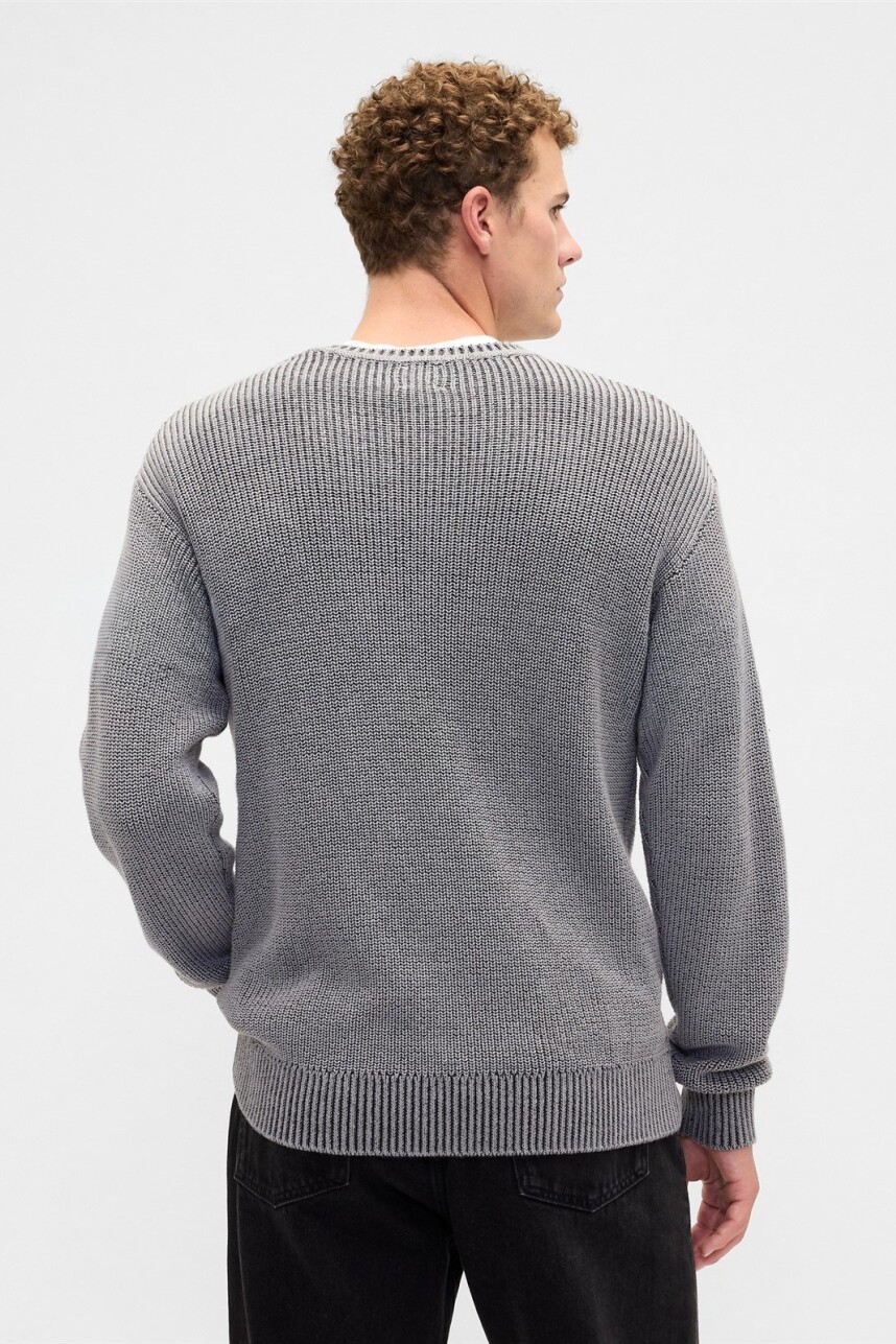 Buzo Cuello V Rib Hombre Pilot Grey