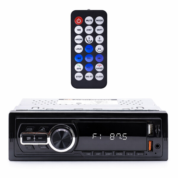 Radio Para Auto Coche FM C/ Control Remoto USB x2 Led Color Negro