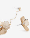 Aros Colgantes Largos Metal Aros Colgantes Flores - Dorado