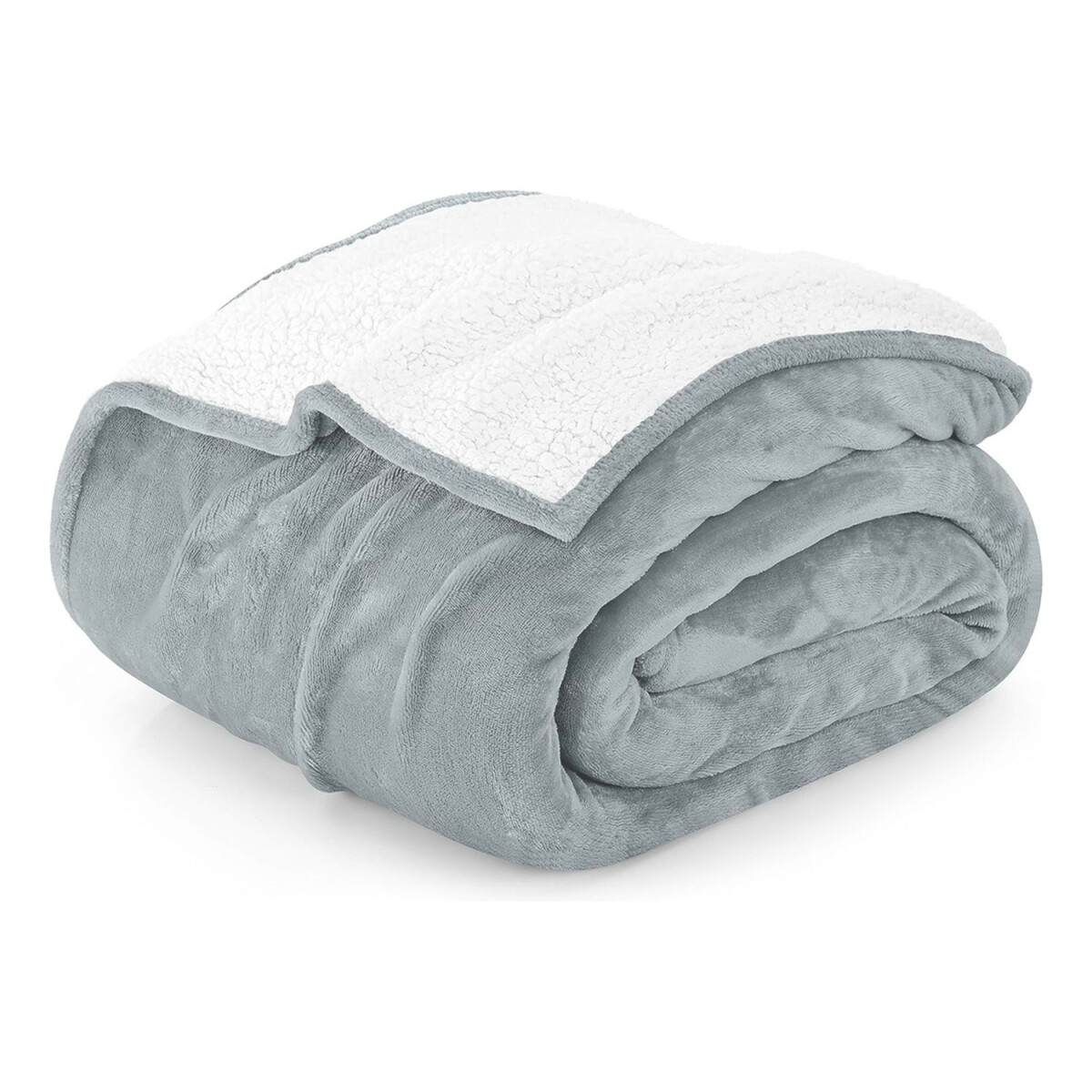 Frazada Manta Polar Con Corderito 2 Plazas 230x210cm - Variante Color Gris Azulado 